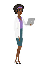 Image showing Doctor using laptop vector illustration.