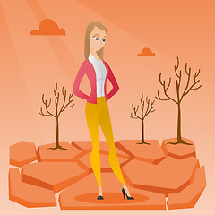 Image showing Sad woman in the desert vector illustration.