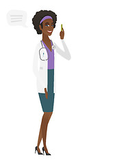 Image showing Young african-american doctor with speech bubble.