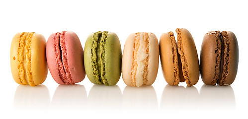 Image showing Row of macarons