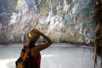 Image showing Photo of woman at mountain