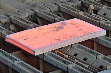 Image showing Hot slab inside of steel plant