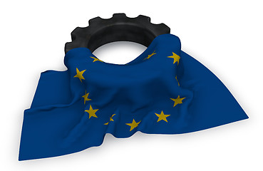 Image showing gear wheel and flag of the european union - 3d rendering