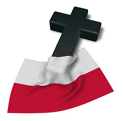 Image showing christian cross and flag of poland - 3d rendering