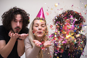 Image showing confetti party multiethnic group of people