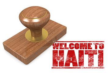 Image showing Red rubber stamp with welcome to Haiti