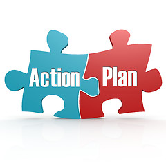 Image showing Blue and red with Action Plan puzzle