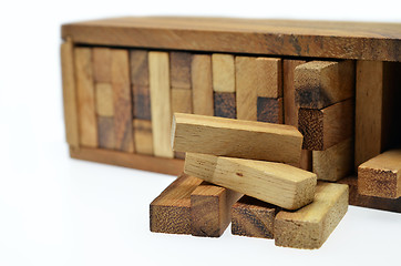 Image showing Business risk concept with jenga game