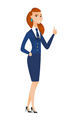 Image showing Stewardess giving thumb up vector illustration.