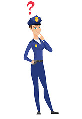 Image showing Thinking policewoman with question mark.