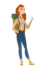 Image showing Traveler giving thumb up vector illustration.