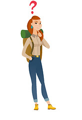 Image showing Thinking traveler with question mark.