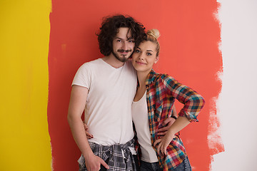 Image showing couple in love  over color background