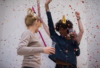 Image showing confetti party multiethnic group of people