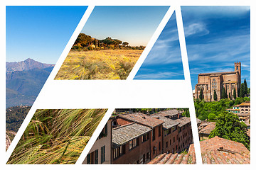 Image showing Collage of the hills in Tuscany