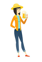 Image showing Farmer drinking beer vector illustration.