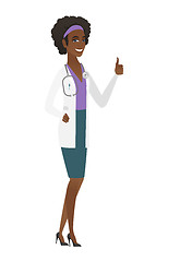 Image showing Doctor giving thumb up vector illustration.