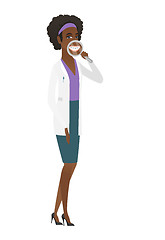 Image showing Woman brushing her teeth vector illustration.