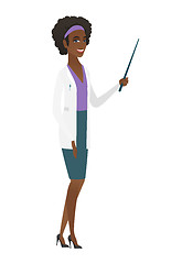 Image showing African-american doctor holding pointer stick.
