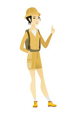 Image showing Traveler giving thumb up vector illustration.