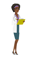 Image showing Doctor holding clipboard with documents.