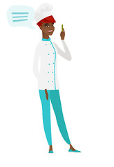 Image showing African-american chef cook with speech bubble.