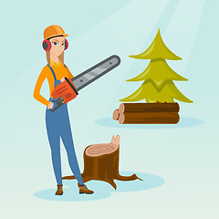 Image showing Lumberjack with chainsaw vector illustration.