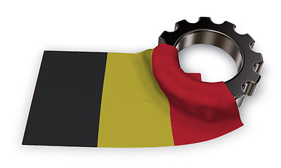 Image showing gear wheel and flag of belgium - 3d rendering