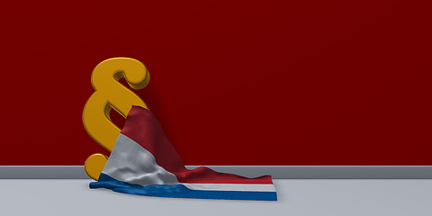 Image showing paragraph symbol and dutch flag - 3d illustration