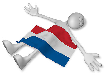 Image showing dead cartoon guy and flag of the netherlands - 3d illustration