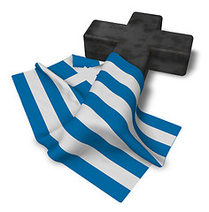 Image showing christian cross and flag of greece - 3d rendering