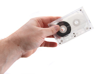 Image showing audio cassette in human hand