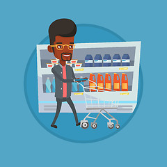 Image showing Customer with shopping cart vector illustration.