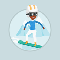 Image showing Young woman snowboarding vector illustration.