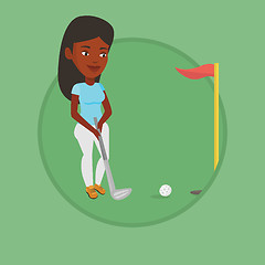 Image showing Golfer hitting the ball vector illustration.