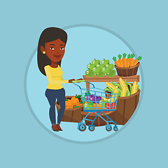 Image showing Customer with shopping cart vector illustration.