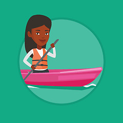 Image showing Woman riding in kayak vector illustration.