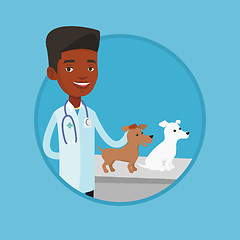 Image showing Veterinarian examining dogs vector illustration.