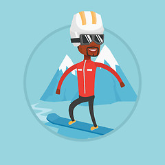 Image showing Young man snowboarding vector illustration.