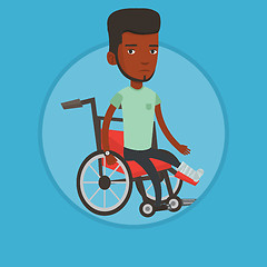 Image showing Man with broken leg sitting in wheelchair.