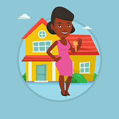 Image showing Real estate agent with key vector illustration.