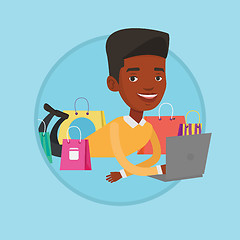 Image showing Man shopping online vector illustration.