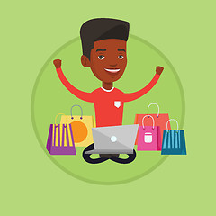 Image showing Man shopping online vector illustration.