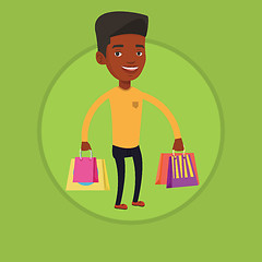 Image showing Happy man with shopping bags vector illustration