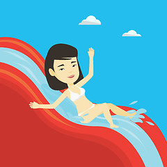 Image showing Woman riding down waterslide vector illustration.