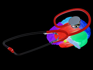 Image showing stethoscope and brain. 3d illustration