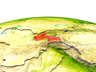 Image showing Tajikistan on Earth in red