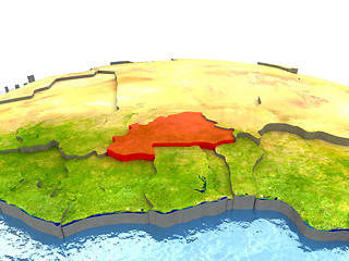 Image showing Burkina Faso on Earth in red