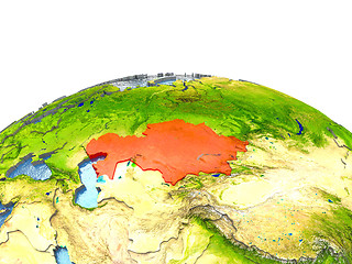 Image showing Kazakhstan on Earth in red