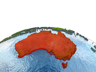 Image showing Australia on Earth in red